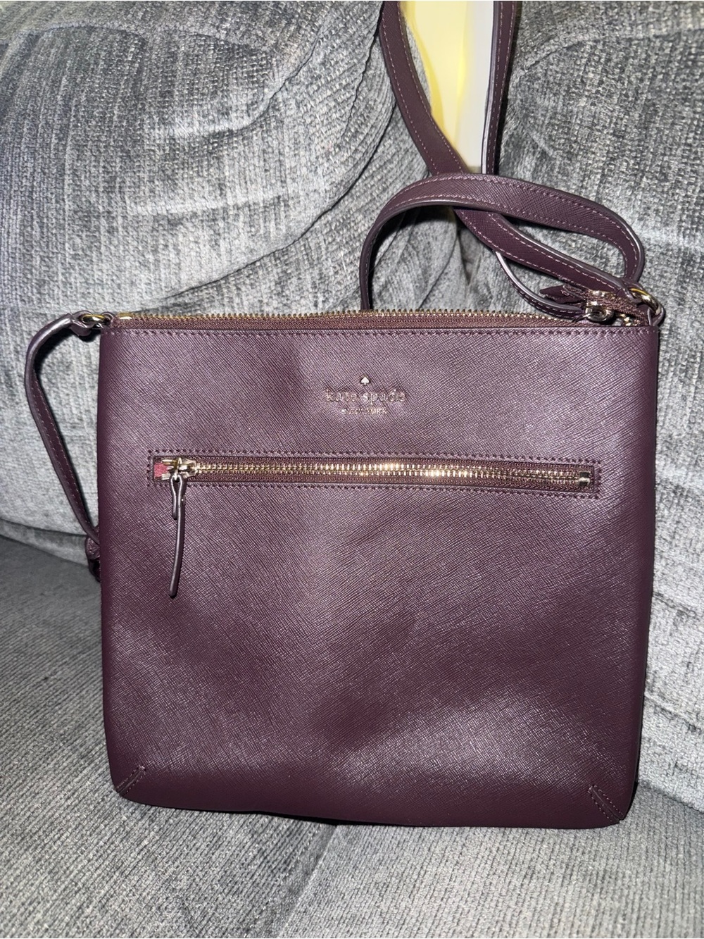 kate spade Plum Saffiano Crossbody Bag with Front Zip